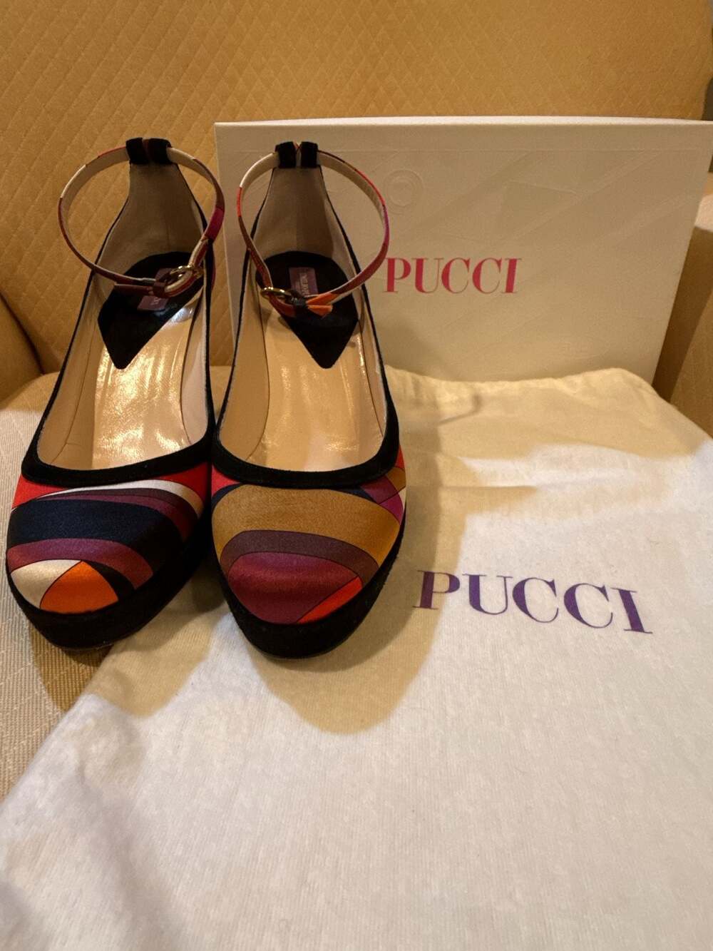 Emilio Pucci Colorblock Slingback Pumps, Size 6.5 (36.5)